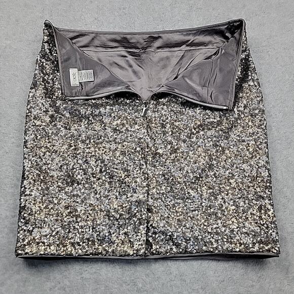 CACHE Silver Sequin Skirt Sz 8 Straight Pencil Party Lined Back Zipper Y2K Glam - Picture 5 of 11